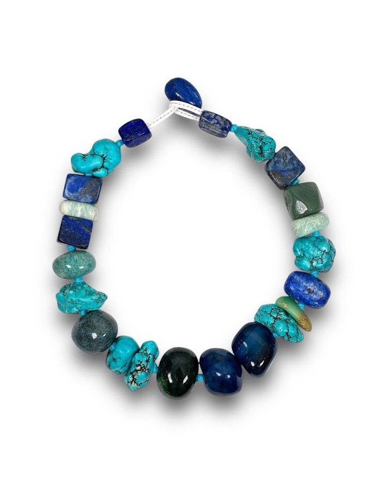 Lapis lazuli, turquoise, amazonite, moss agate