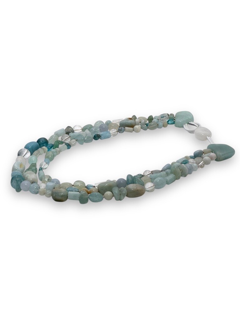 Necklace: Aquamarine, amazonite and crystal quartz