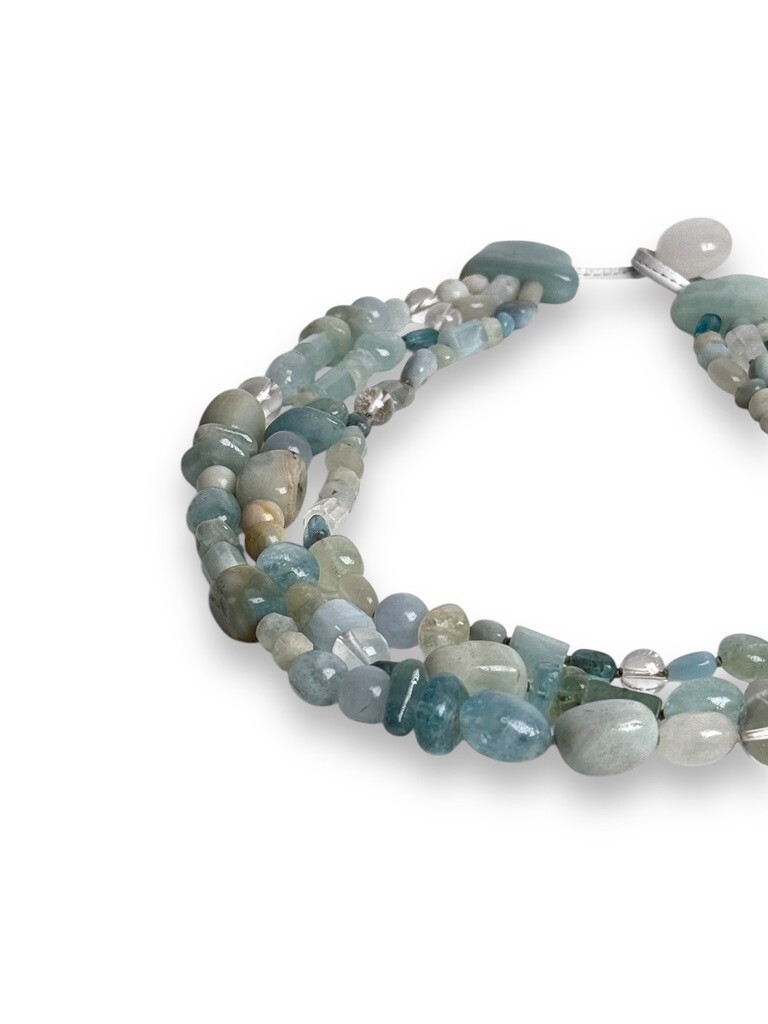 Necklace: Aquamarine, amazonite and crystal quartz
