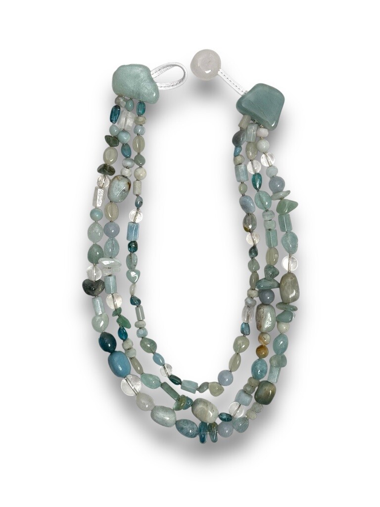 Necklace: Aquamarine, amazonite and crystal quartz