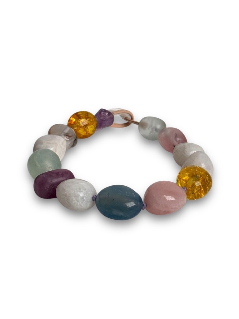 Necklace: Moonstone, fluorite, citrine and agate