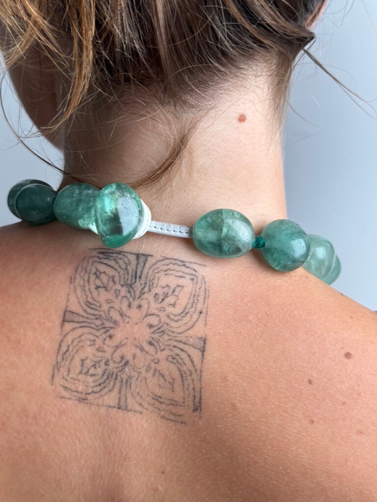Necklace with green fluorite