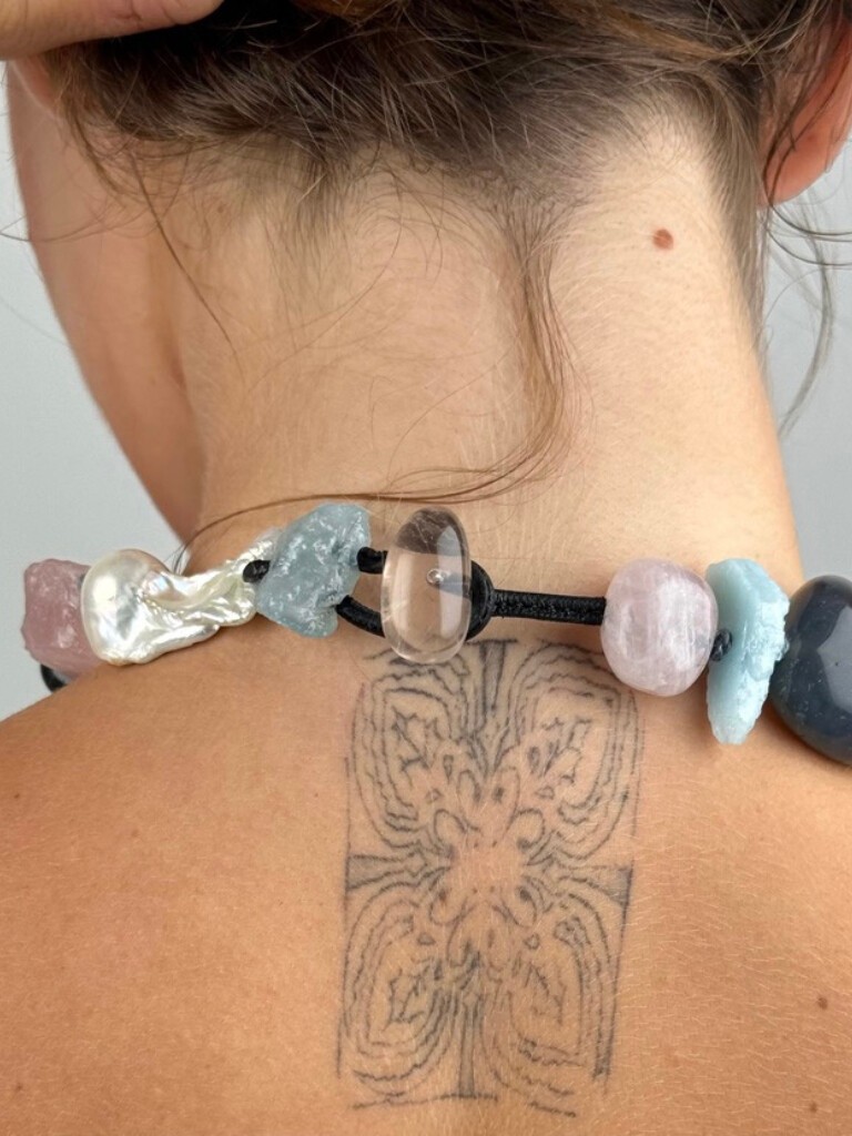 Necklace with mixed materials