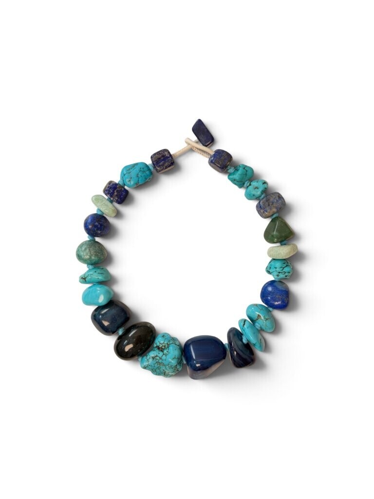 Necklace with lapis lazuli, turquoise, amazonite and moss agate