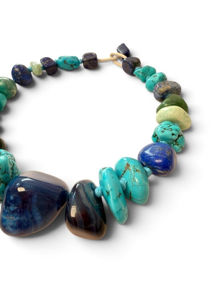 Necklace with lapis lazuli, turquoise, amazonite and moss agate