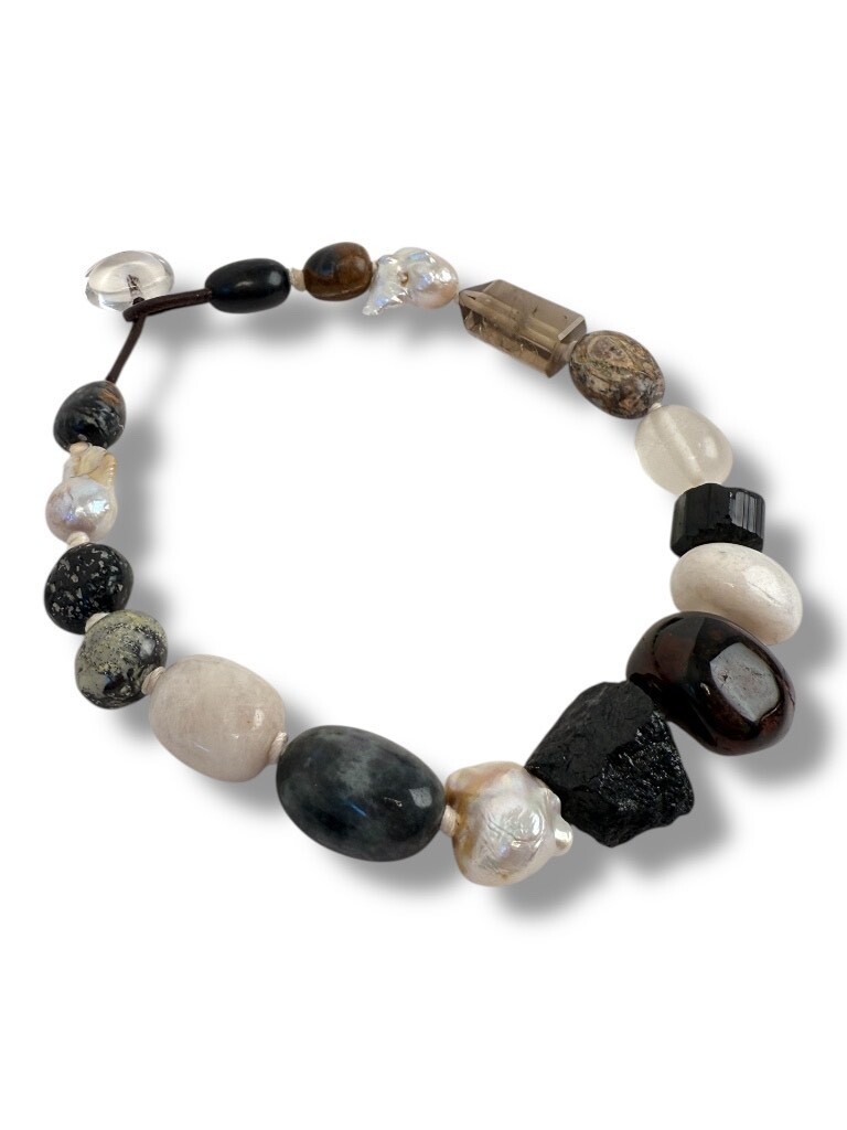 Necklace: Moonstone, labradorite, tourmaline, quartz and jasper